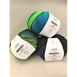 Lang Yarns MERINO + Color 0204 groen-blauw-rwart bad 4630