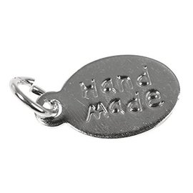 Rayher hangertje "hand made" ovaal met ringetje zilverkleur 12x7mm 5st