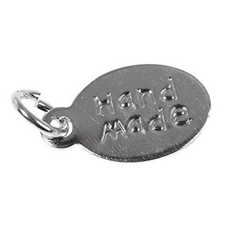 Rayher hangertje "hand made" ovaal met ringetje zilverkleur 12x7mm 5st