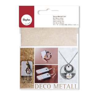Rayher Deco metalen set, 9x9cm, koper/goud/zilver - 6 vellen