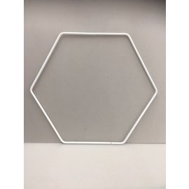 Metalen decoratie hexagon 20cm - 3mm WIT