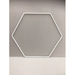 Metalen decoratie hexagon 20cm - 3mm WIT