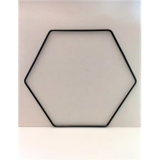 Metalen decoratie hexagon 20cm - 3mm ZWART