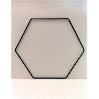 Metalen decoratie hexagon 35cm - 3mm ZWART