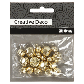 Belletjes - Assortiment, d: 8+10+13 mm, 18 assorti, goud