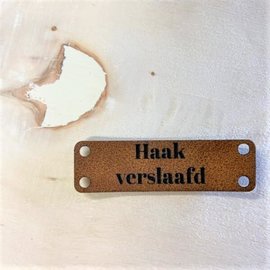 Kunstleer label  5×1,5 cm - Haakverslaafd -