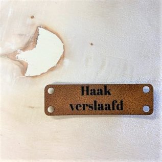 Kunstleer label  5×1,5 cm - Haakverslaafd -