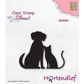 Nellies Choice Clearstamp - Silhouette Pets - Vrienden 65x54mm