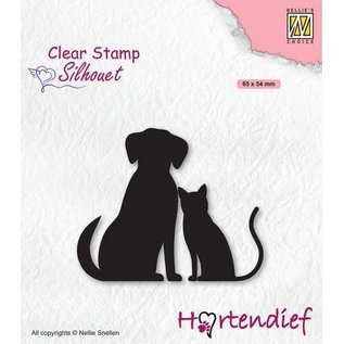 Nellies Choice Clearstamp - Silhouette Pets - Vrienden 65x54mm