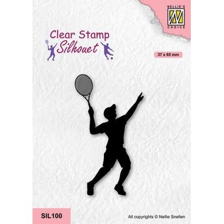 Nellie‘s Choice Clearstempel - Silhouette - Sport Tennissen  37x65mm