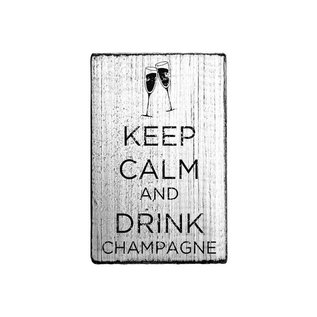 Houten stempel Vintage 70x42mm Blijf kalm en drink champagne