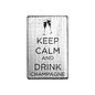 Houten stempel Vintage 70x42mm Blijf kalm en drink champagne