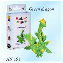 Origami Green Dragon 15x15cm