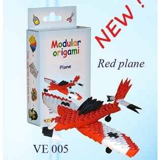 Origami Rood Vliegtuig 15x17cm