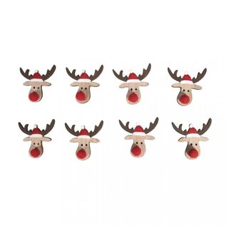 Strooihoutjes Kerst Rendier 3,8x3,5cm 9st.