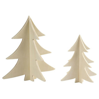 Kerstbomen, h: 13+18 cm, 2 assorti, triplex