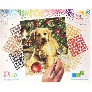 Pixel kit Goldenretriever puppy christmastree | 9 basisplaten