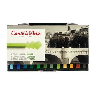 CONTÉ À PARIS CARRÉ PASTELKRIJT SET LANDSCHAP 12 KLEUREN