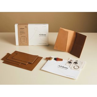 Passport Holder- Premium Leather DIY Kit, personally crafted, Experience in a box - Tan