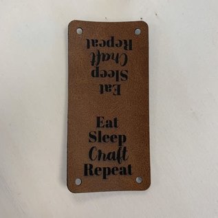 Kunstleren label - Eat Sleep Craft Rapeat - rechthoekig 4x8cm per stuk