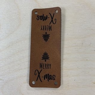 Kunstleren label - X-mas - rechthoekig 4x8cm per stuk