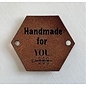 Kunstleren label - Handmade for YOU - hexagon 4cm per stuk