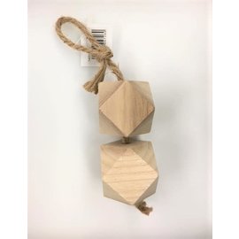Houten hexagon beads aan koord 45x50mm