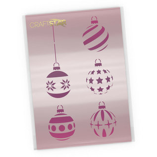Sjabloon Christmas Baubles Stencil Set - Festive Craft Templates A4
