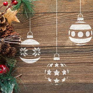 Sjabloon Christmas Baubles Stencil Set - Festive Craft Templates A4