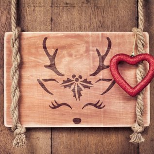 Sjabloon Christmas Reindeer Stencil - Reindeer Face Craft Template A4