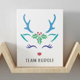 Sjabloon Christmas Reindeer Stencil - Reindeer Face Craft Template A4
