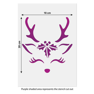 Sjabloon Christmas Reindeer Stencil - Reindeer Face Craft Template A4