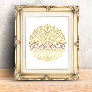 Sjabloon Aztec Mandala Stencil - Mandala Craft Template A4