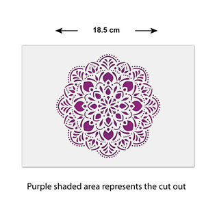 Sjabloon Pushpa Mandala Stencil - Airbrush / Craft Mandala Template - 18.5 x 18.5 cm