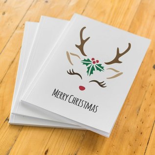 Sjabloon Christmas Reindeer Stencil - Reindeer Face Craft Template A5