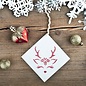 Sjabloon Christmas Reindeer Stencil - Reindeer Face Craft Template A5