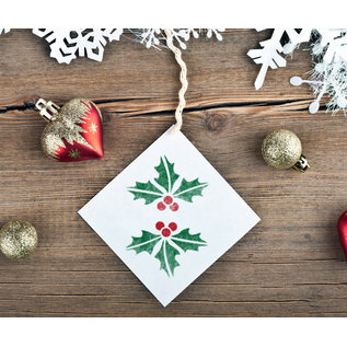 Sjabloon  Holly Stencil - Christmas Craft Template