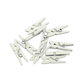 Mini wasknijpers, l: 25 mm, b: 3 mm, 36 stuks, wit