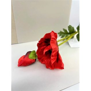 Kunstbloemen klaproos 60 cm rood