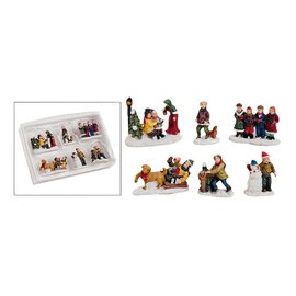 Miniatuur kerstfiguurtjes set van poly, 6 stuks, 18x12x4cm