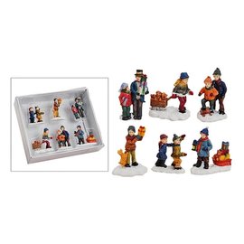 Miniatuur kerstfiguurtjes set gemaakt van poly, kinderen, 6 stuks