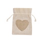Cadeautas hart decor gemaakt van textiel beige (B/H) 13x18cm