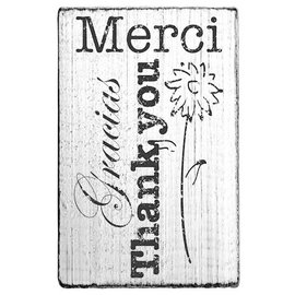 Vintage Stempel 70x42mm - Merci Gracias Thank you