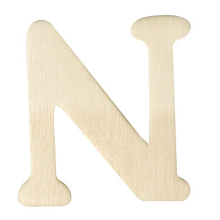 Houten letters, 4 cm "N" PER STUK