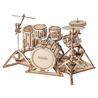 Robotime 3D Houten Puzzel Muziekinstrument Drumstel, 19x13,5x11cm