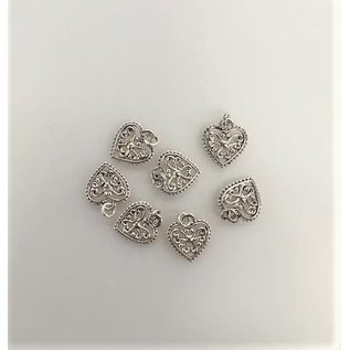 Bedel open hart 16x14mm antiek zilver 2st.