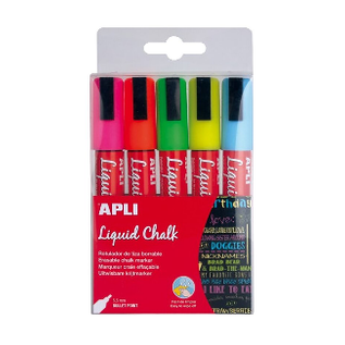 Krijtstiften Chalk 5 kleuren punt 5,5mm