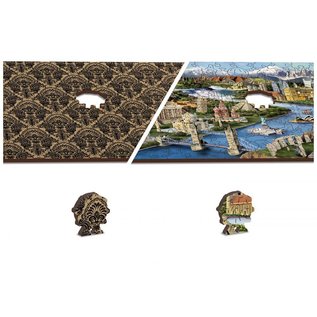 Wooden City, 2in1 Houten Legpuzzel, World Landmarks, 37,5x25,4cm