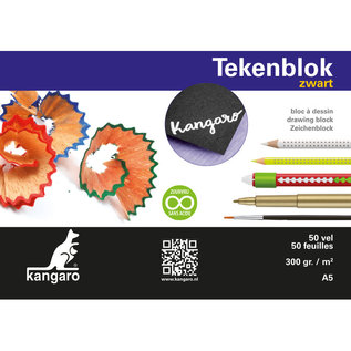 Tekenblok Kangaro A5 300 gram 50 vel zwart