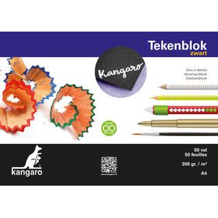 Kangaro Tekenblok  A4 Zwart 300g/m² 50vellen